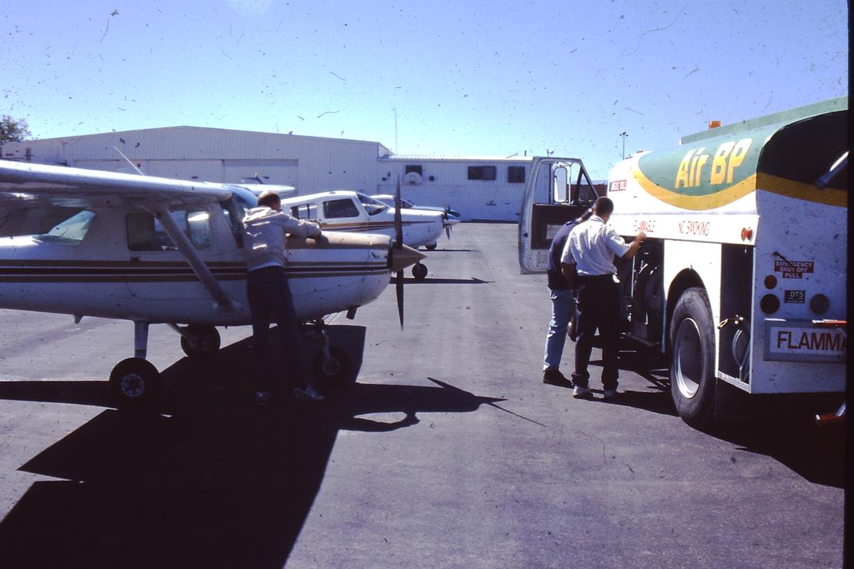 Refueling a Cessnna 152 at Jeffco Airport, Colorado, September 1998