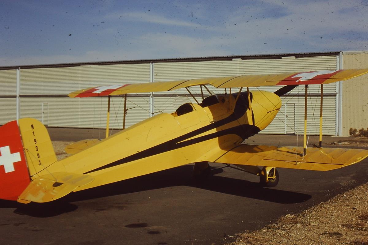 Biplane at Boulder Airport, Colorado, 1975