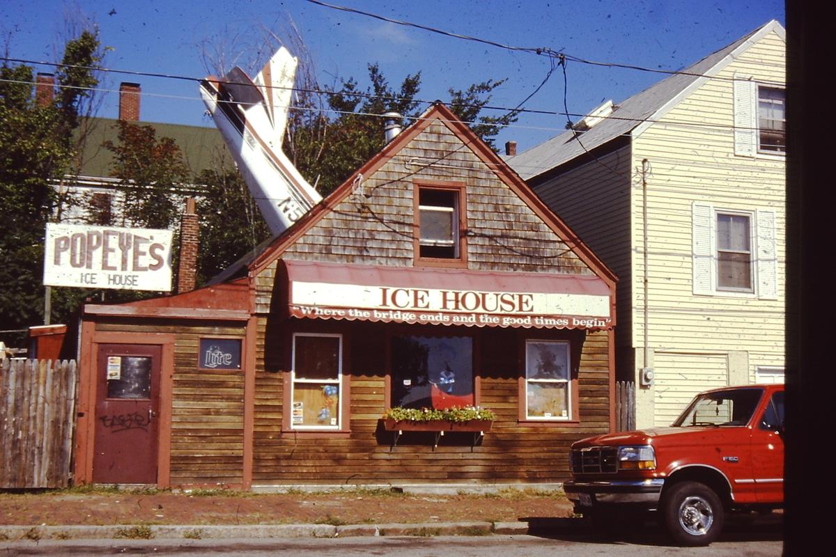 Airplane in Roof of Popeye's Ice House, Portland, Maine, August 1995