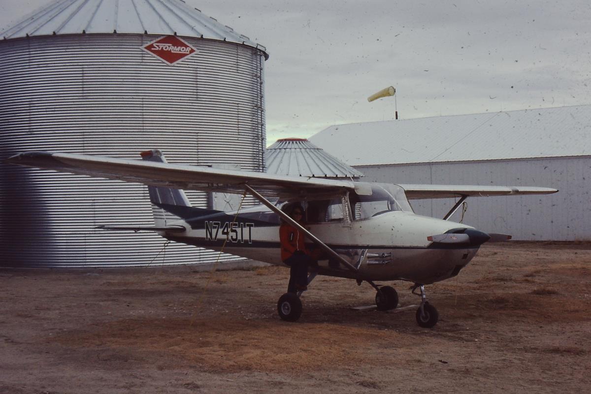 Dave Barth with his 1960 Cessna 172A, winter 1977