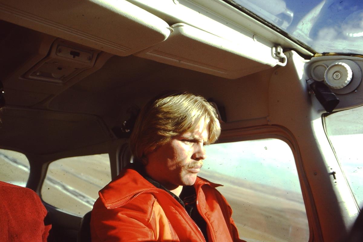 Mick Adams flying a Cessna 172, 1978