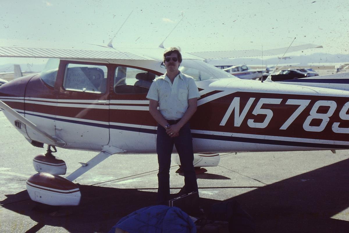 Kim Jensen with Cessna 182, 1990