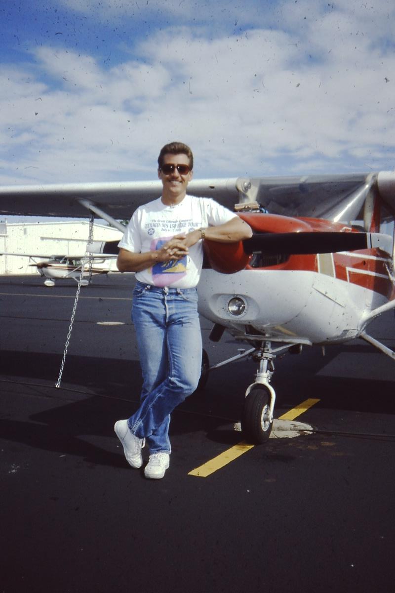 Dean Hinton at Jeffco Airport with Cessna, September 1991