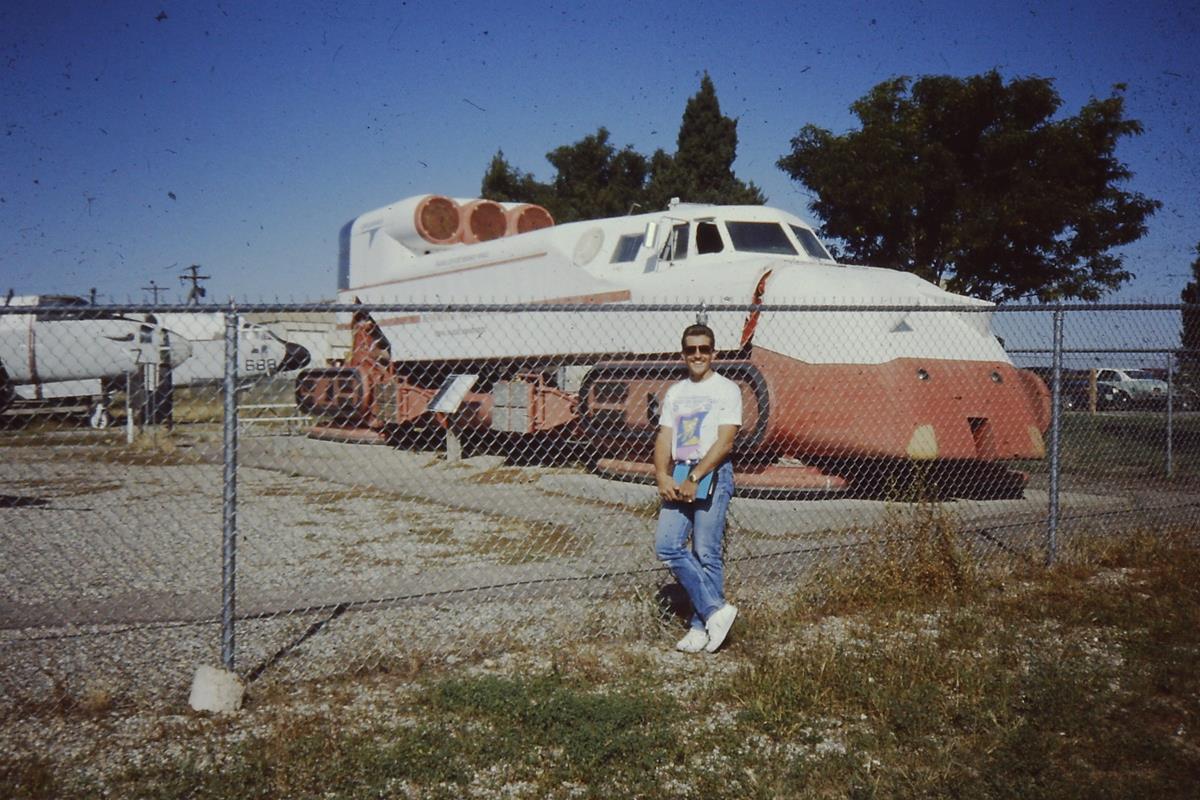 Dean Hinton with High Speed Test Locomotive, Pueblo, Colorado, September 1991