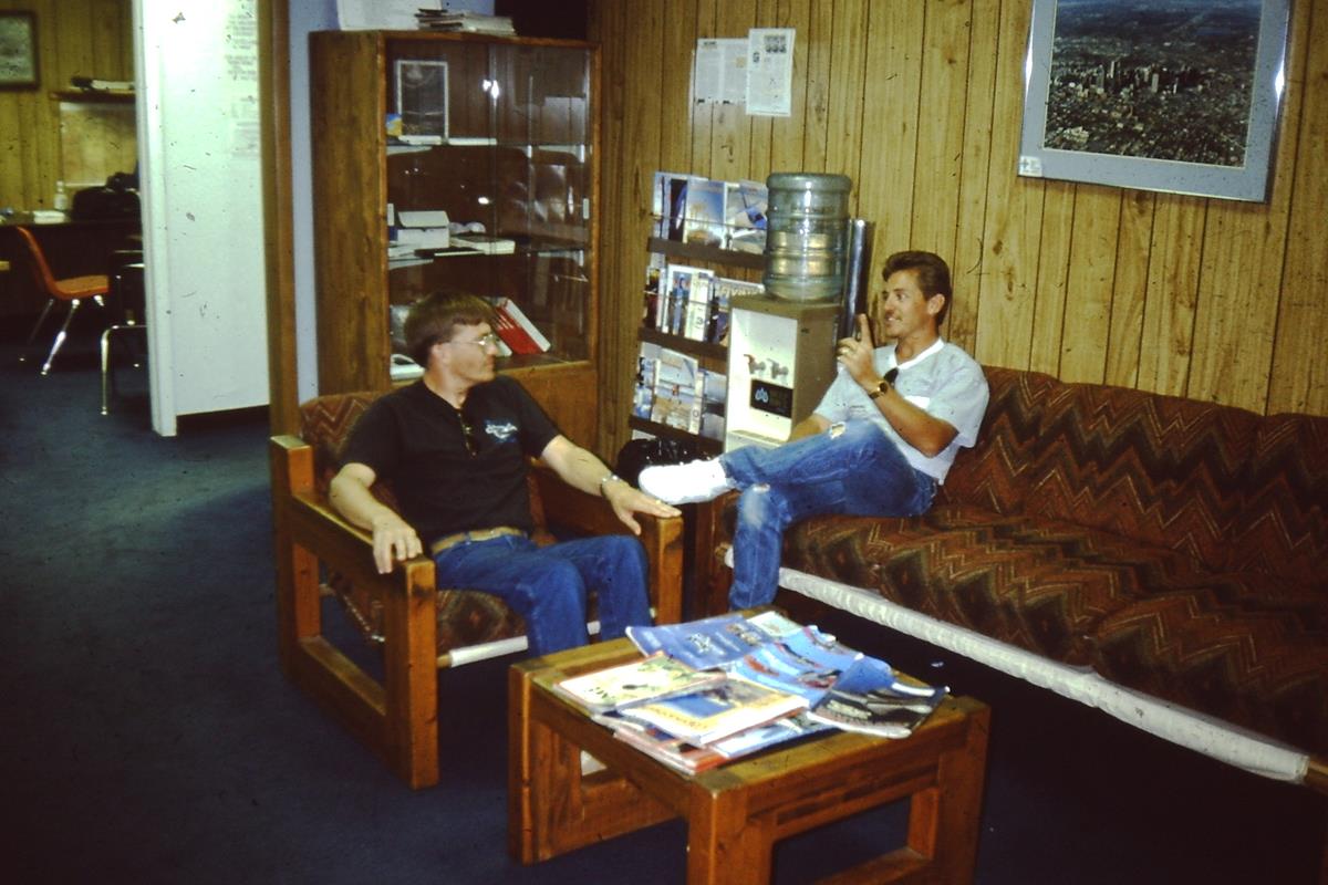 Pat Pickett and Dean Hinton at Air West Flying Club, Jeffco Airport, September 1991