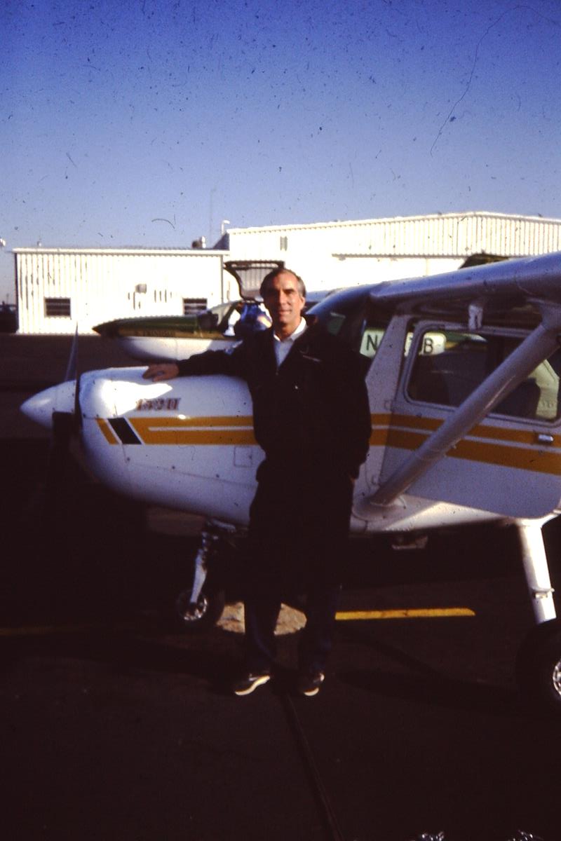 David Barth with a Cessna 152 at Jeffco Airport, Colorado, January 1992
