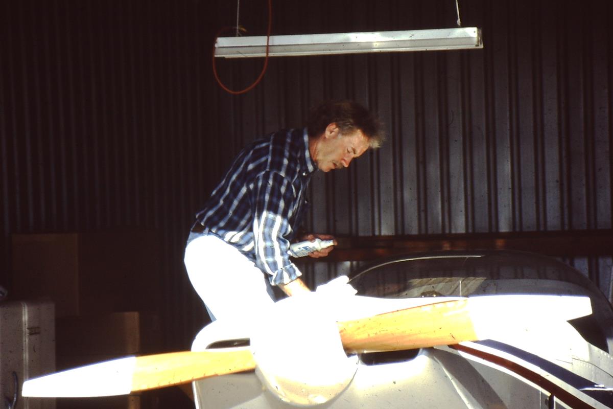 Peter Fox preparing for flight from Longmont to Burlington, Colorado, September 1996