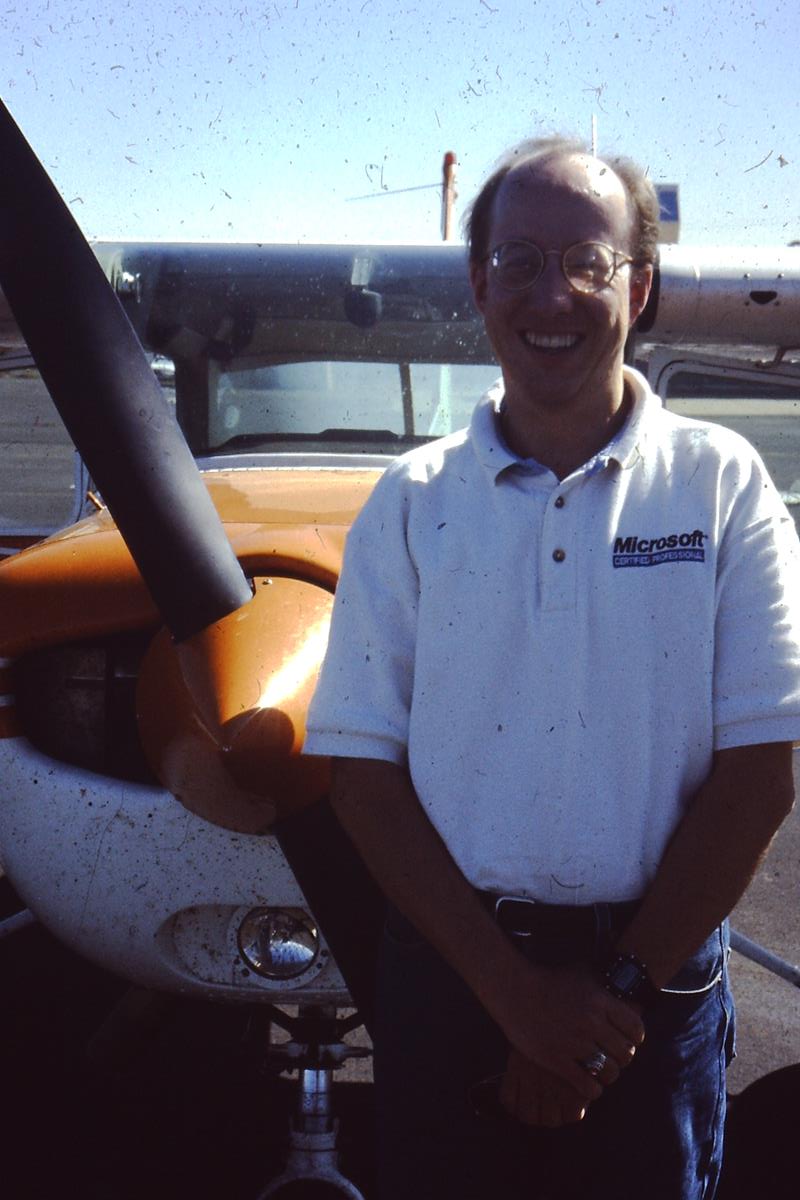Jerry Koedam, Pilot, at Jeffco Airport, October 1996