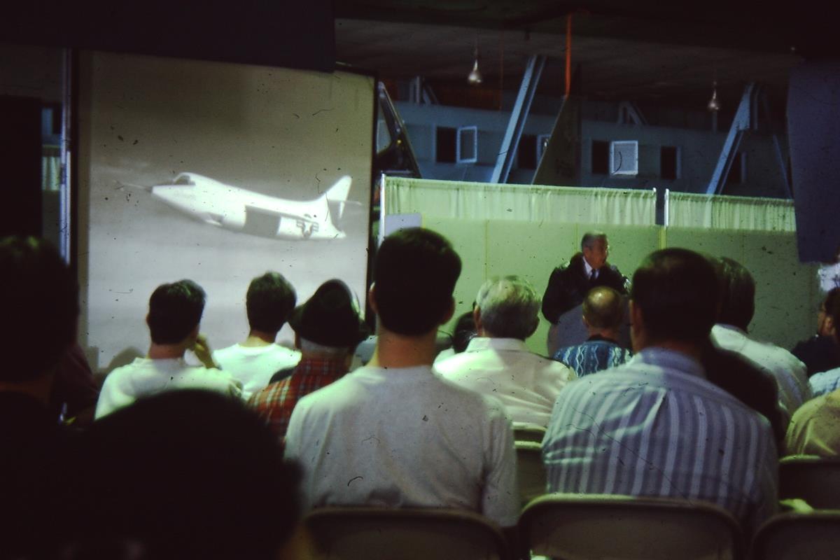 Scott Crossfield, Test Pilot, giving a talk, Lowery AFB, Colorado, July 2000