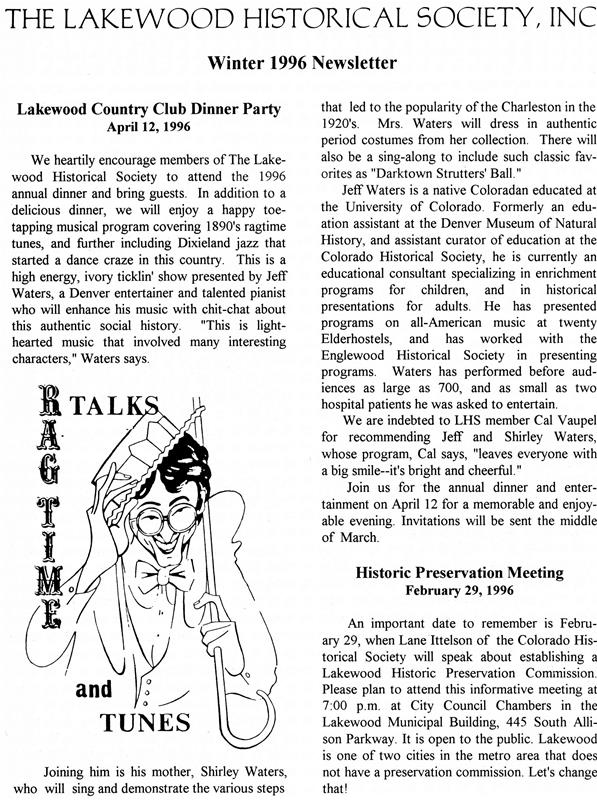 Lakewood Historical Society Newsletter