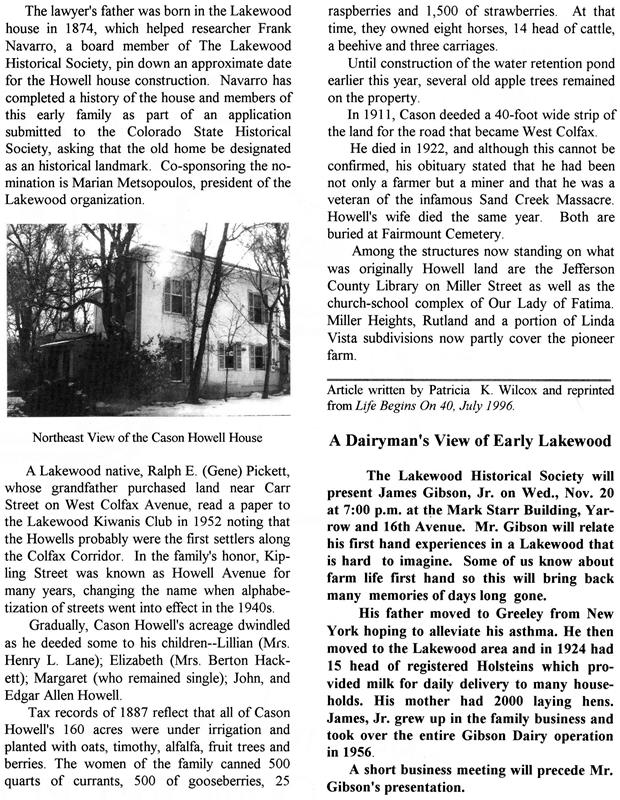 Lakewood Historical Society Newsletter