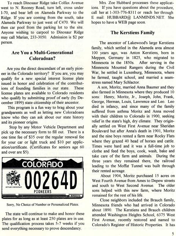 Lakewood Historical Society Newsletter, Summer 1998