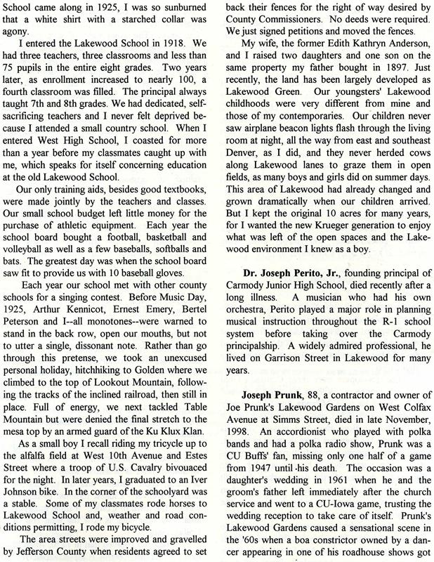 Lakewood Historical Society Newsletter, Winter 1999