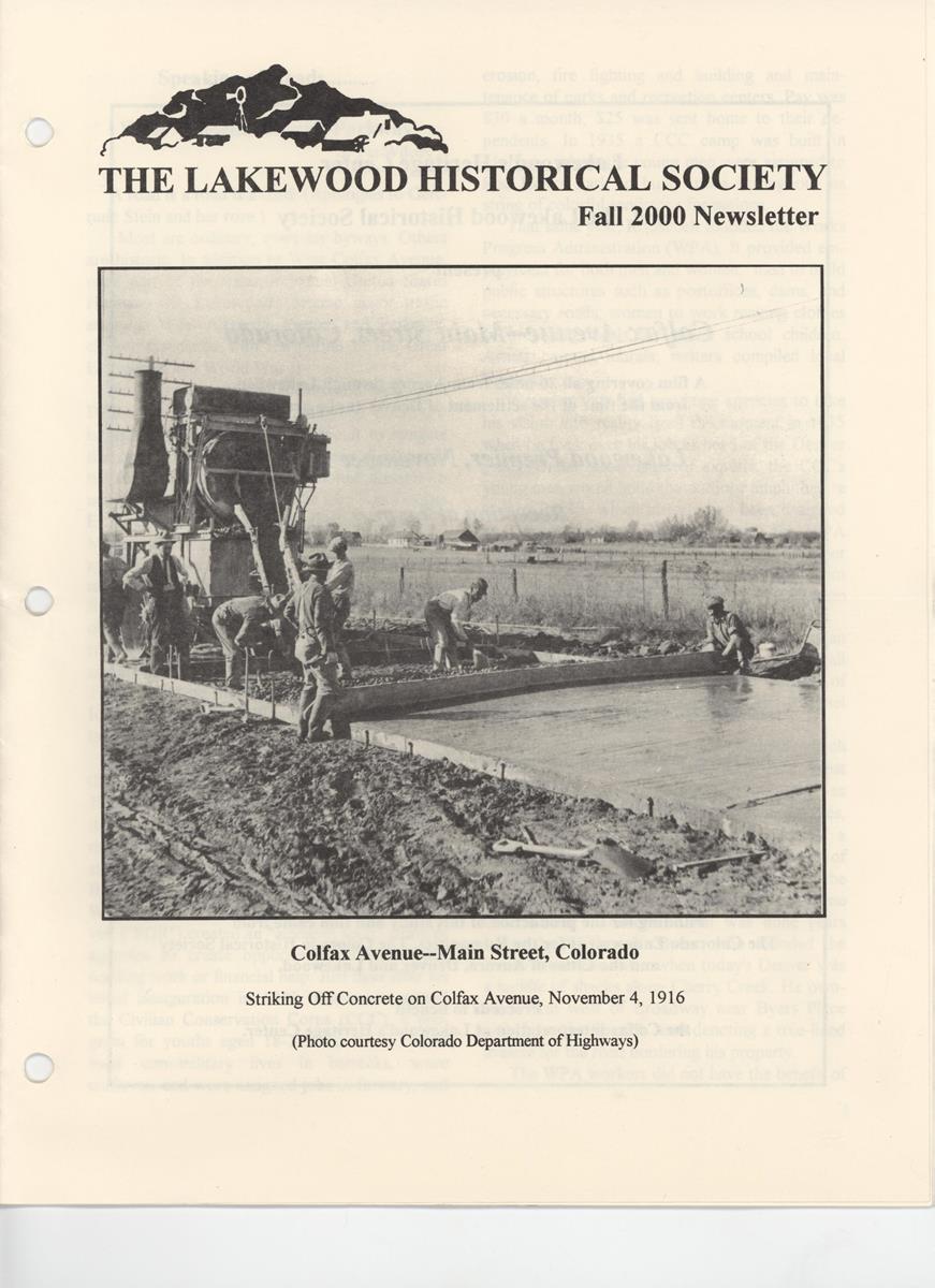 Lakewood Historical Society Newsletter, Fall 2000