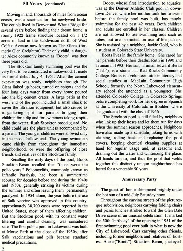 Lakewood Historical Society Newsletter, Fall 2001
