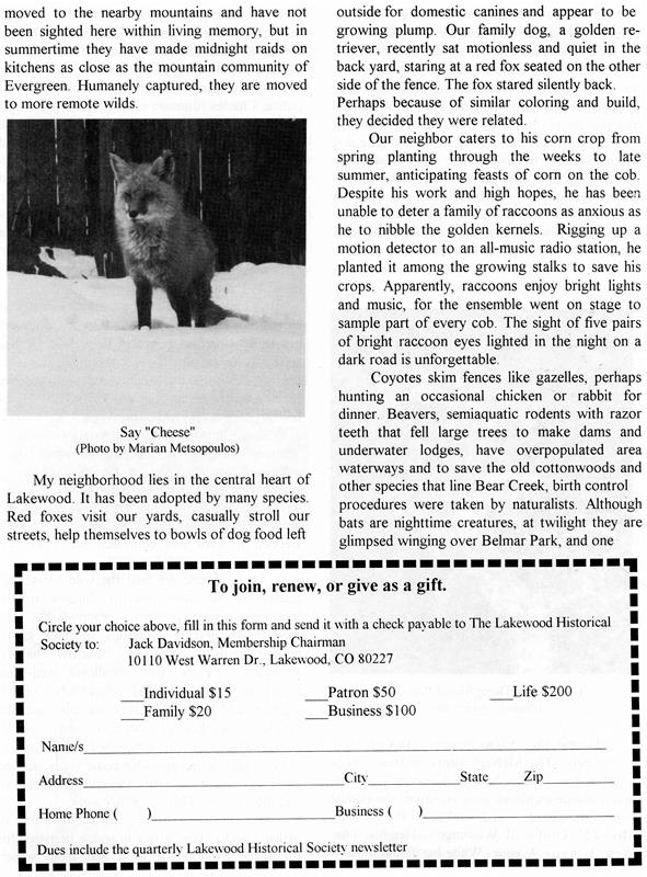 Lakewood Historical Society Newsletter, Winter 2002