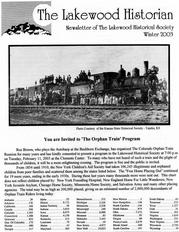 Lakewood Historical Society Newsletter, Winter 2003