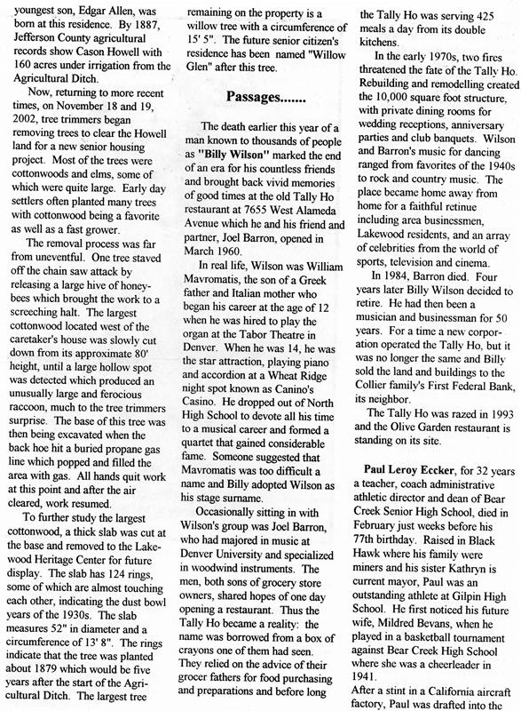 Lakewood Historical Society Newsletter, Spring 2003