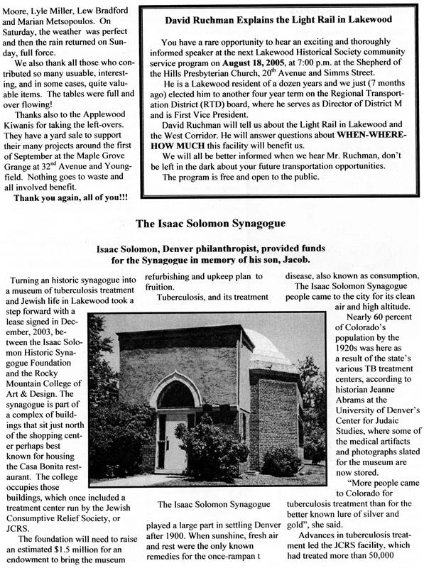 Lakewood Historical Society Newsletter, Summer 2005