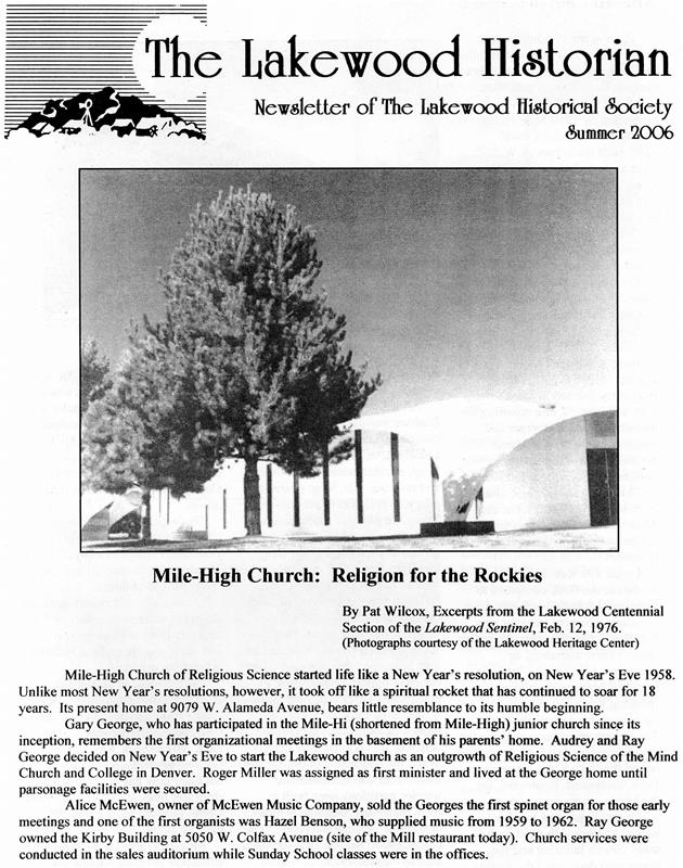 Lakewood Historical Society Newsletter, Summer 2006