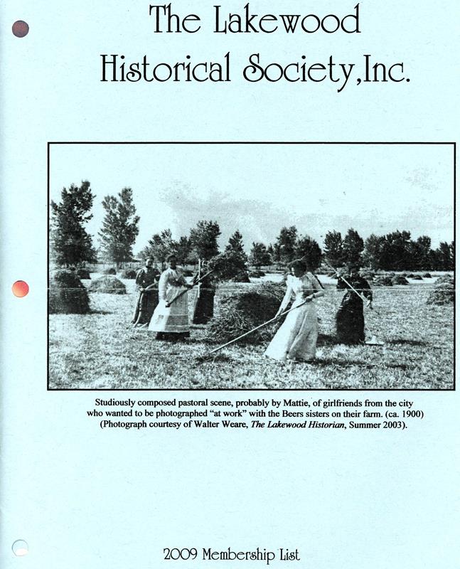 Lakewood Historical Society Newsletter, Membership List 2009