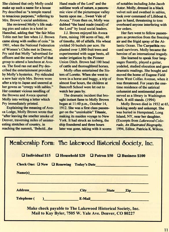 Lakewood Historical Society Newsletter, Spring 2011