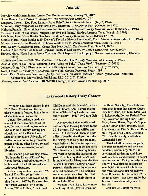 Lakewood Historical Society Newsletter, Summer 2012