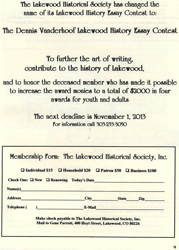 Lakewood Historical Society Newsletter, Summer 2013