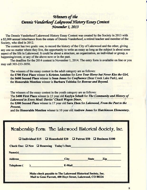 Lakewood Historical Society Newsletter, Winter 2014