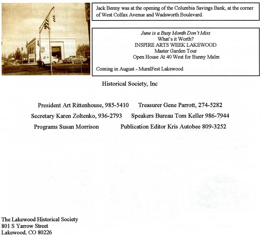 Lakewood Historical Society Newsletter, Spring 2015